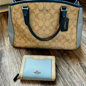 Coach small Margot carry all purse with matching wallet